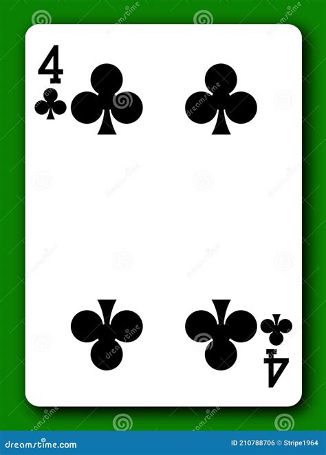 4 four of clubs playing card with clipping path to remove background and shadow 3d illustration