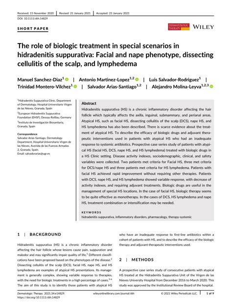 The Role Of Biologic Treatment In Special Scenarios In Hidradenitis