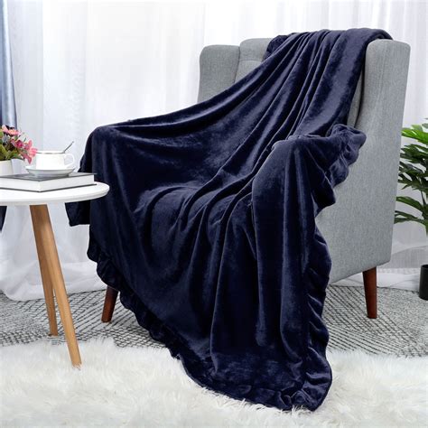 Piccocasa Polyester Velvet Plush Decorative Ruffled Throw Blanket 50x