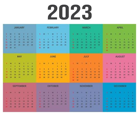 Premium Vector Colorful 2023 Year Calendar Design