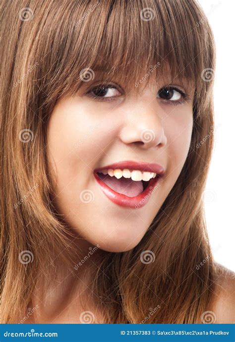 Beautiful Smiling Teenage Girl Stock Image Image Of Long Background