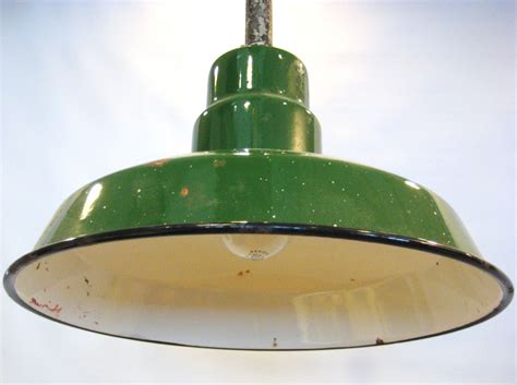 Antique Green Enamel Metal Hanging Light Fixture By Barneche Etsy