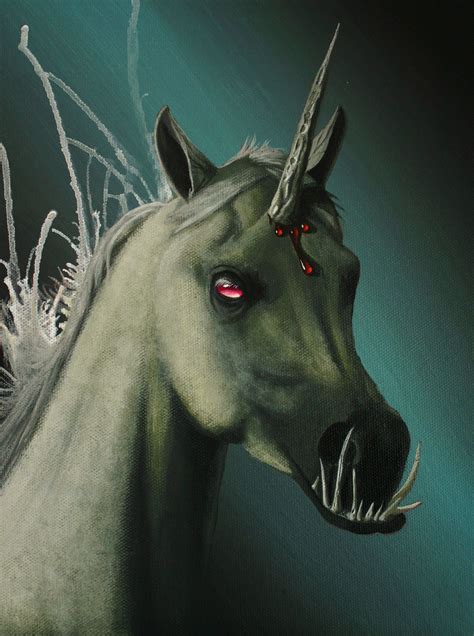 Real Unicorn 12x9 Evil Unicorn Unicorn Art Dark Fantasy Art