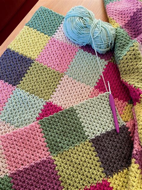 Rainforest Crochet Patchwork Squares Blanket Free Pattern The
