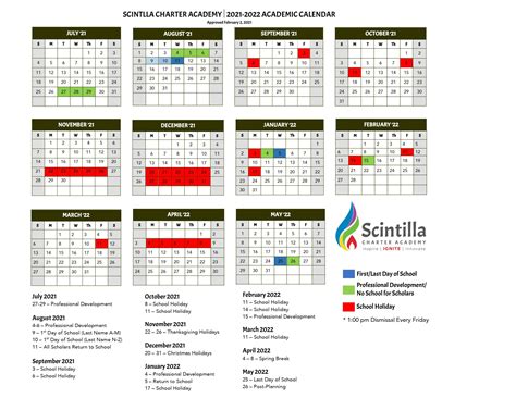 Calendar Scintilla Charter Academy