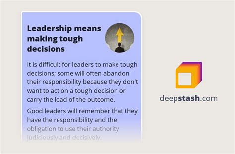 leadership means making tough decisions deepstash