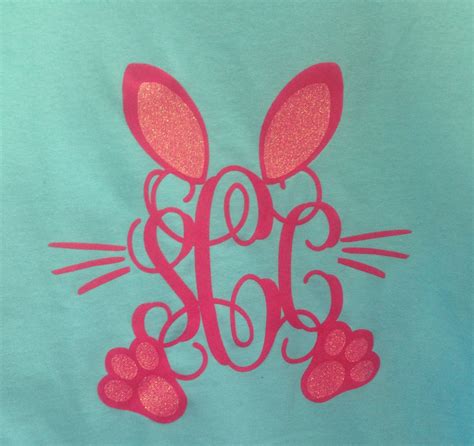Easter Bunny T Shirt Vinyl Design With Monogram Easter Tops Easter T