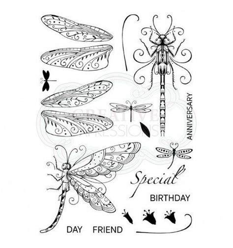 Pink Ink Designs A5 Clear Stamp Set Dragonfly Pi005 Clear Stamps