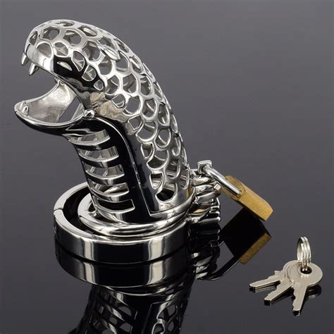Anti Off Stainless Steel Ring With Male Chastity Lock Men And Women Enslaved Serpentine Metal