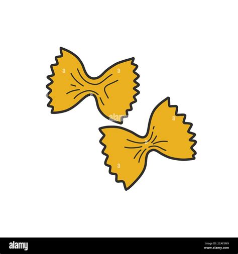 Farfalle Pasta Doodle Icon Vector Illustration Stock Vector Image