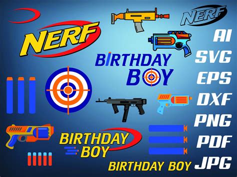 Nerf Toy Svg Cricut Clipart Gun Bullets Target Blaster Etsy UK