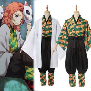 Demon Slayer Kimetsu No Yaiba Sabito Cosplay Costume Kimono Uniform Full Set EBay