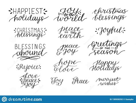 Collection With 16 Holiday Christmas Hand Lettering Quotes Vector