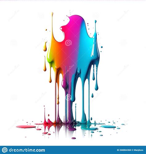 Colorful Paint Dripping Abstract Color Splash Isolated On White