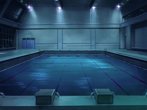 Anime Landscape Indoor Swimming Pool At Night Background Pool At Night Indoor Swimming Pools
