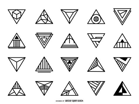 Triangular Logo Set Free Vector Geometric Logo Art Deco Logo Logo