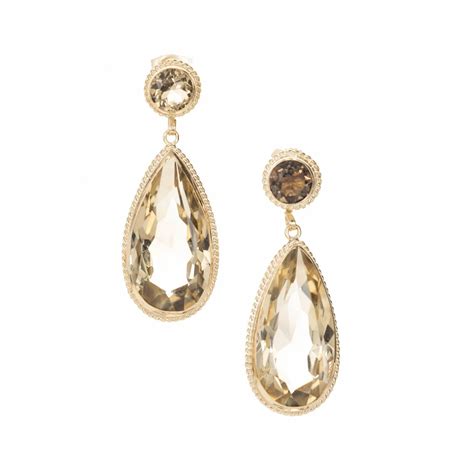 Lemon Quartz Diamond Gold Dangle Earrings At Stdibs