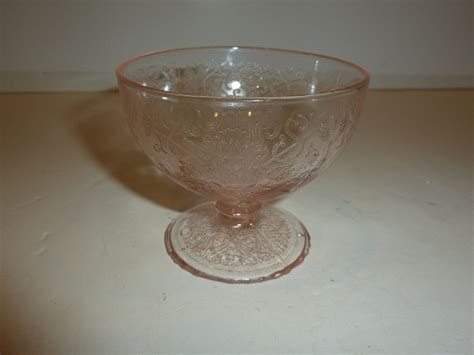 Vintage Hazel Atlas Florentine No 1 Pink Depression Glass Footed