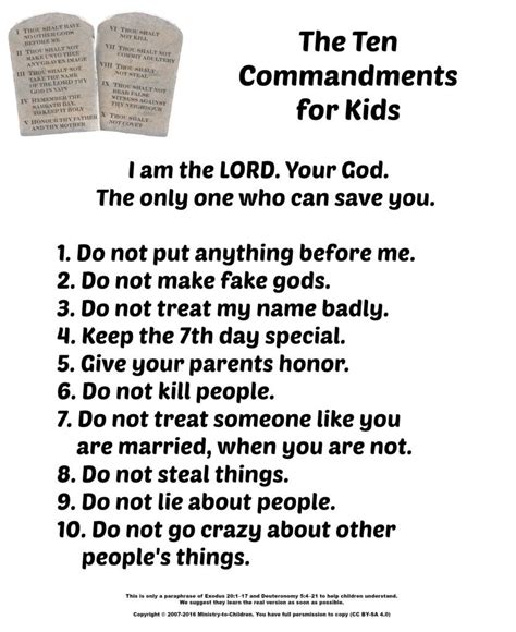 This colorful, gender neutral print, features the 10 commandments for kids. 10-Commandments-Easy-Font | Bible lessons, Sunday school ...