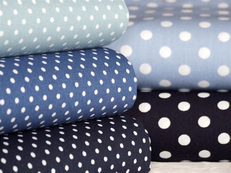 Pale Blue Navy Spotty Polka Dot Cotton Fabric For Dress Craft Quilting