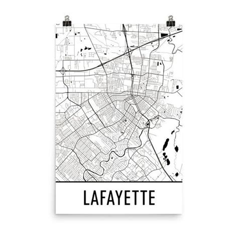 Lafayette Map Lafayette La Art Lafayette Print Lafayette Etsy City