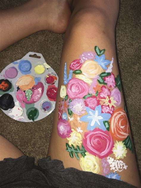 I Painted Some Flowers On My Leg Legart Art Bodypainting Pics Art
