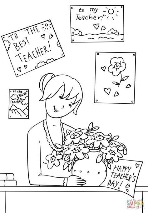 Gambar Happy Teacher Day Coloring Page Free Printable Pages Click View