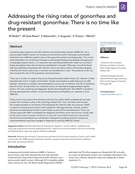 Addressing The Rising Rates Of Gonorrhea And Drug Resistant Gonorrhea There Is No Time Like The