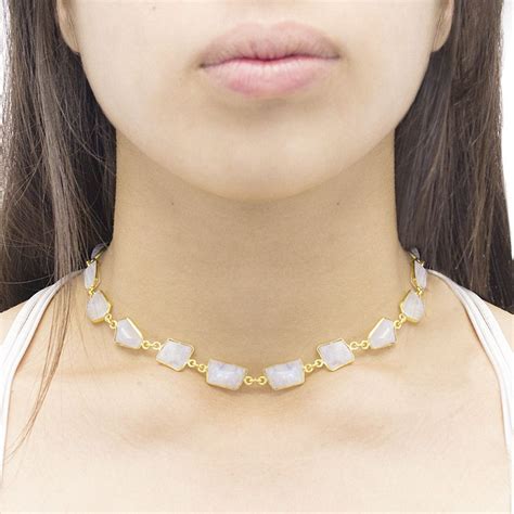 Moonstone Choker Bezel Jewelry Chokers Necklace