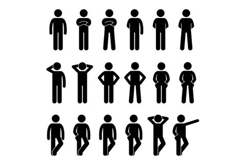 Human Man People Standing Body Languages Poses Postures Icon