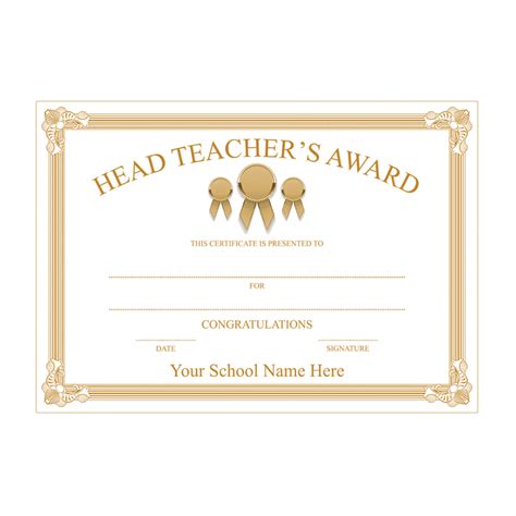 Head Teachers Gold Award Certificate Available At School Stickers