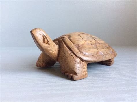 Hand Carved Wooden Turtle Wood Box Turtle Figurine Boho Etsy