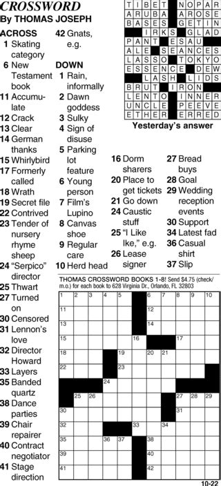 Joseph Interactive Crossword Puzzle For October 22 2016 Comics Kingdom