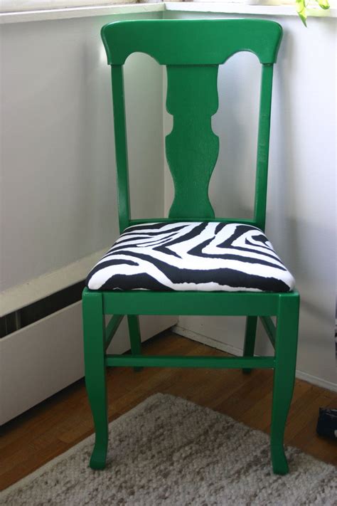 This brings an exciting touch to the space. Vintage Chair - Green Dining Chair with Zebra-Print Seat ...