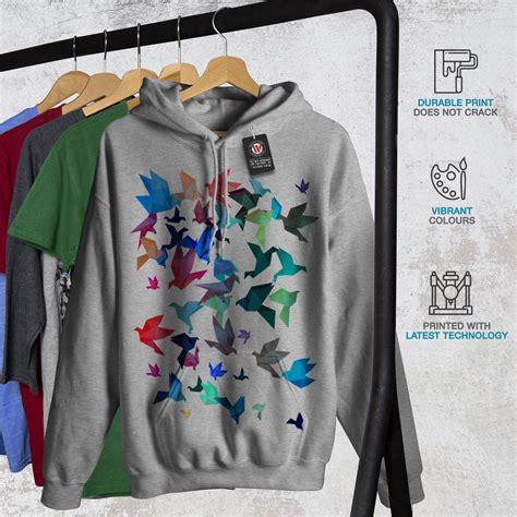 Wellcoda Origami Bird Colors Womens Hoodie Craft Casual Hooded
