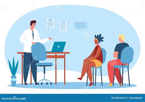 People Couple At Therapy Session With Psychologist Stock Vector