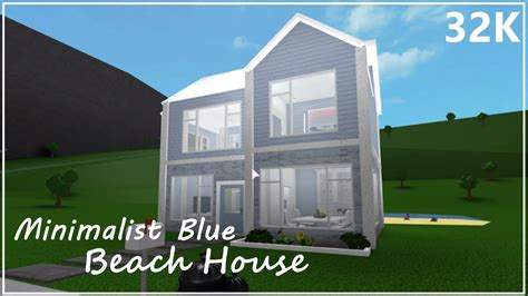Bloxburg Minimalist Blue Beach House 32k Youtube