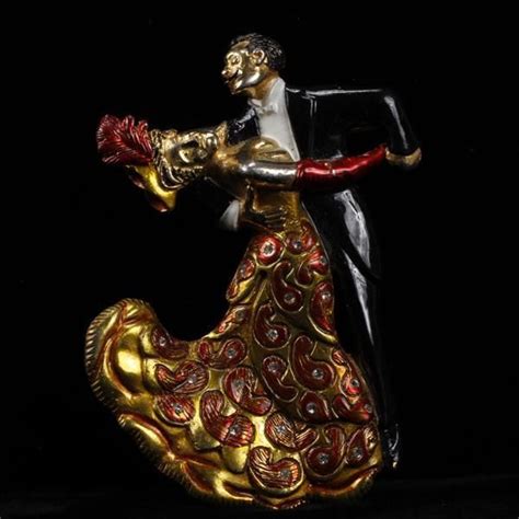 Sold Price Mosell Gold Tone Enameled Figural Ballroom Dancing Couple