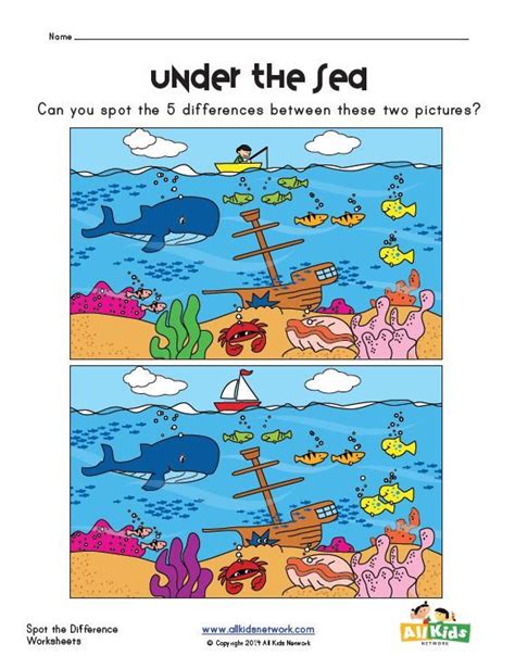 Spot The Difference Sea Worksheet Spot The Difference