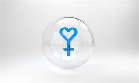 Blue Female Gender Symbol Icon Isolated On Grey Background Venus Symbol Stock Illustration