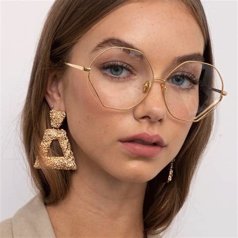 Fawcet Hexagon Optical Frame In Yellow Gold Cute Glasses Frames