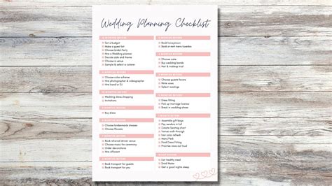 Pink Wedding Planning Checklist The Bride S Wedding Plan Etsy