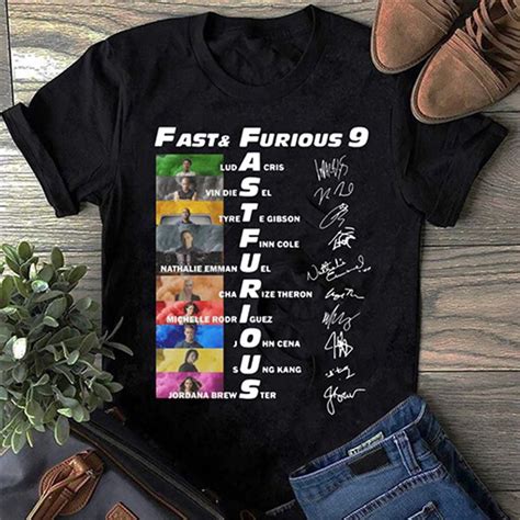 Fast And Furious 9 All Characters Name Signature T Shirt Black 2021
