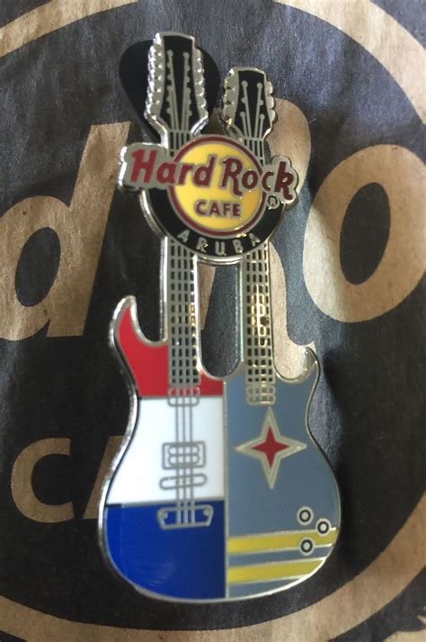 Hard Rock Cafe Aruba Flag Guitar Pin Oranjestad Guitar Pins