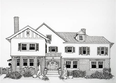 Anytime Pen And Ink House Drawing And Wedding By Hartfordprints
