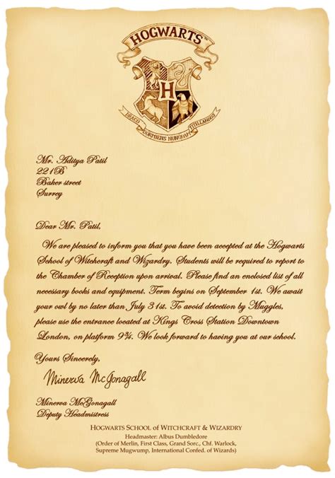 Design Custom Hogwarts Acceptance Letter Combo Gig By Adityapatil10
