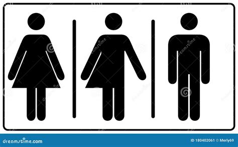 All Gender Restroom Sign Male Female Transgender Illustration