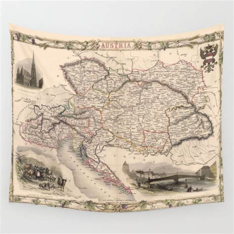 Map Of Austria 1850 Wall Tapestry By Vintage Maps And Prints Society6