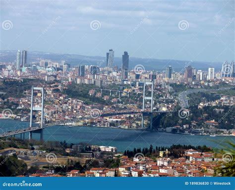 Buildings In Istanbul Turkey From The River Border Europe Asia Stock