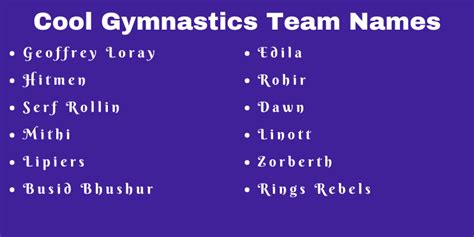 750 Cool Gymnastics Team Names Ideas And Suggestions